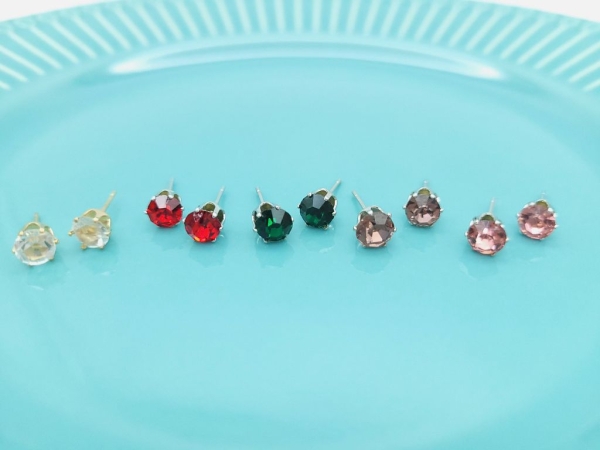 Glitzer Steinchen Ohrstecker Mix- 2 Paar Set